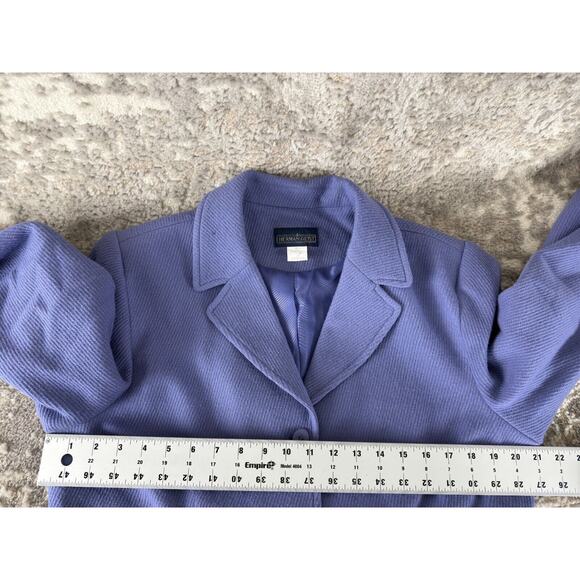Herman Geist Size 14 Wool Notched Blazer Jacket Purple Long Sleeve Button Lined - Picture 5 of 8